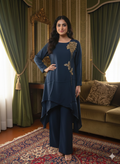 Navy blue modal silk kurta and pant