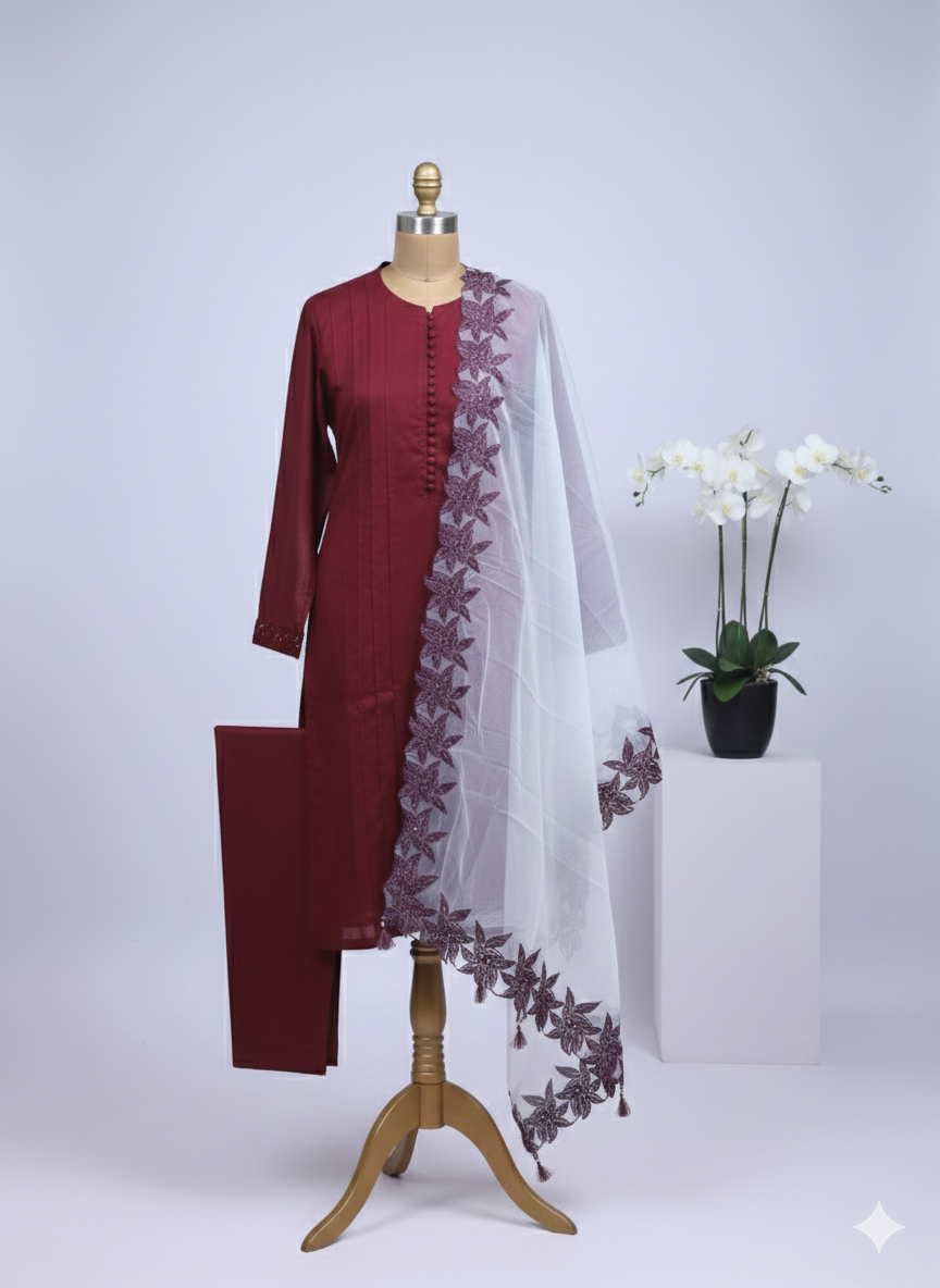 Maroon Shalwar kurta