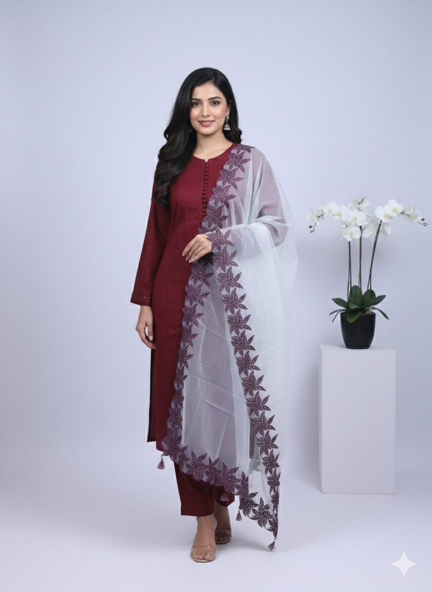 Maroon Shalwar kurta
