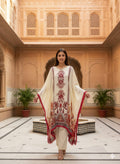 Cream printed silk kaftan Set