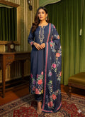 Blue color printed flair printed kurta and dupatta with plain pants