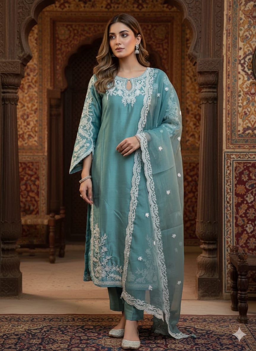 Russian silk shalwar kurta
